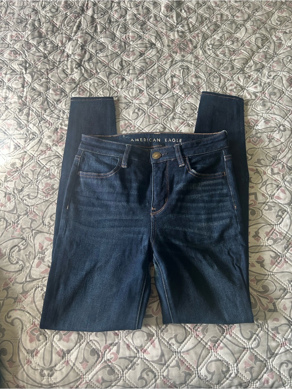 American Eagle Outfitters Women's Dark Blue Stretch Skinny Jeans